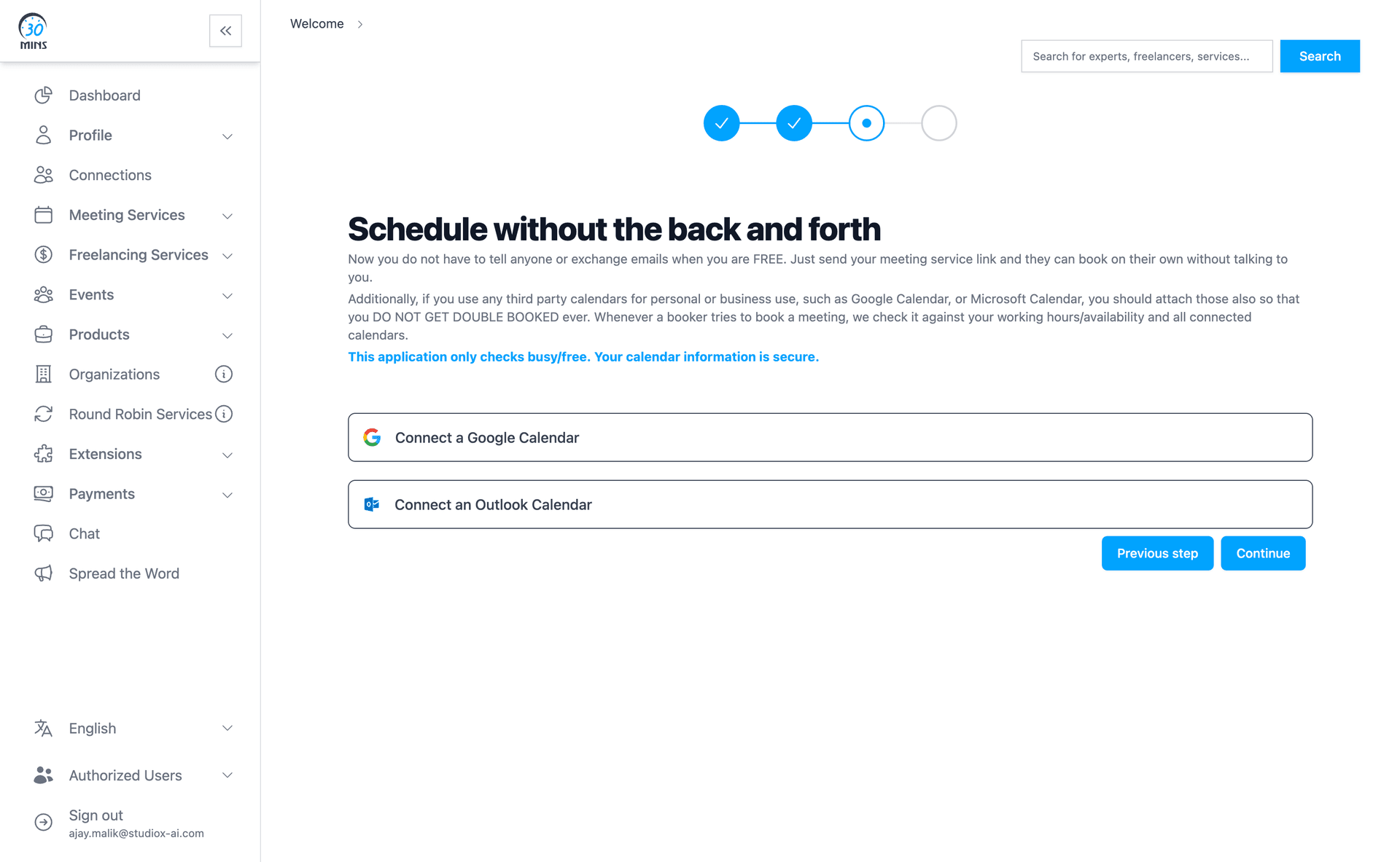 Calendar Connection Setup
