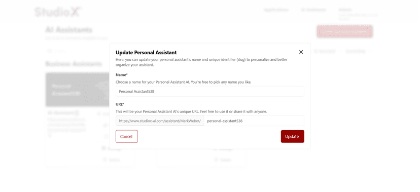 Bot settings main interface