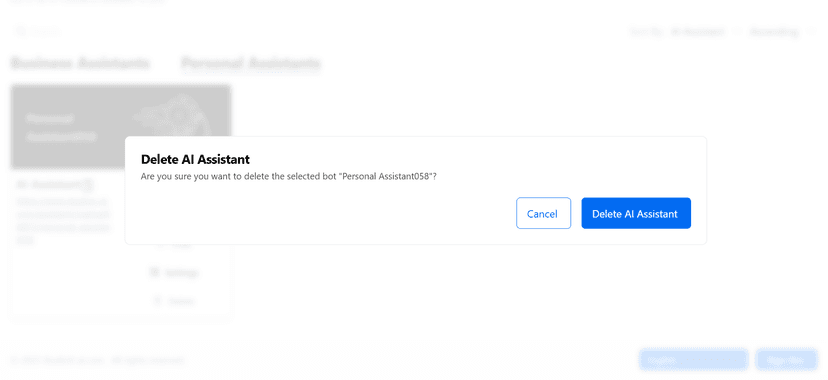 Delete confirmation dialog
