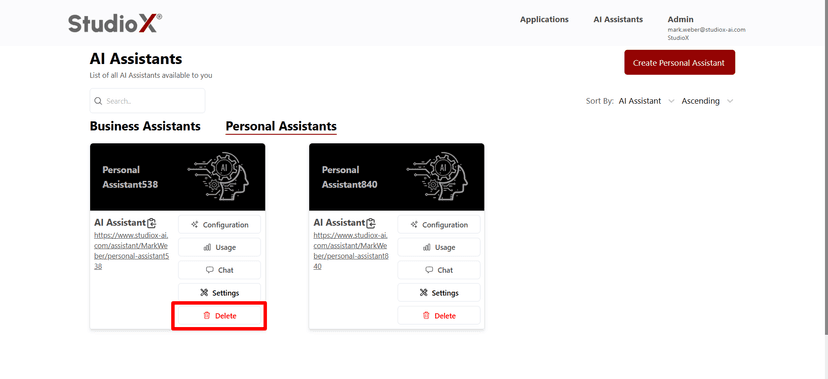 Delete button in settings