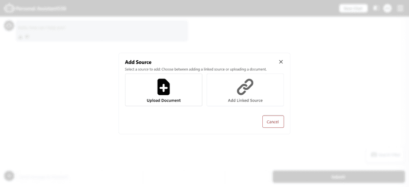 Upload source type selection
