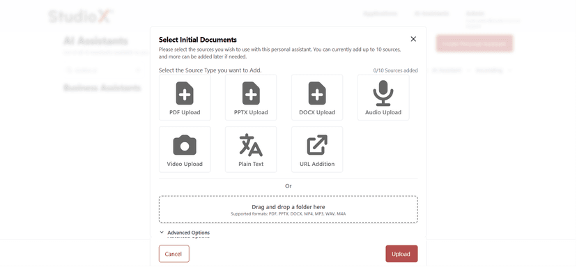 Initial documents selection dialog