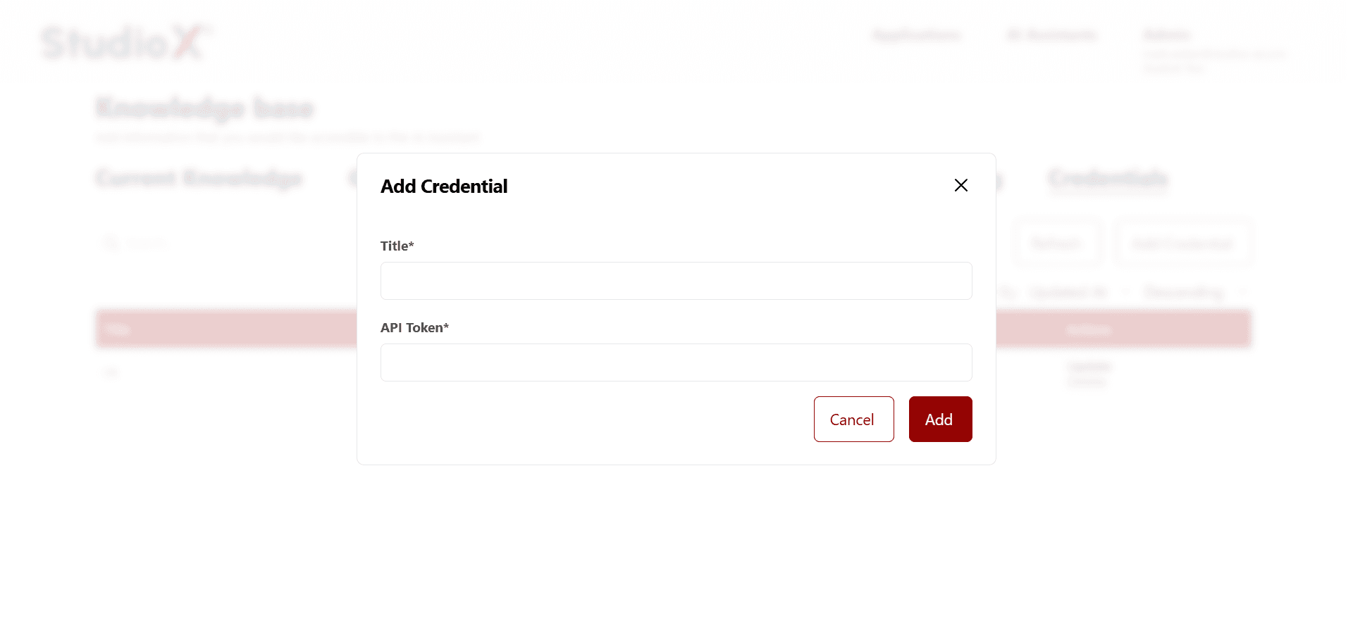 Credential type selection dialog showing supported platforms