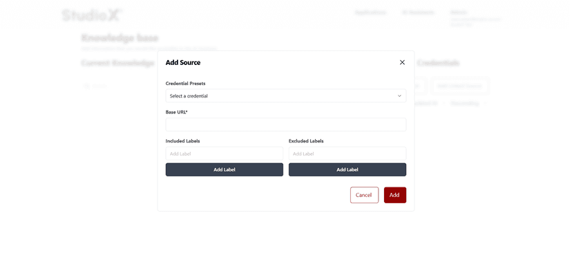 Confluence source configuration with base URL setup