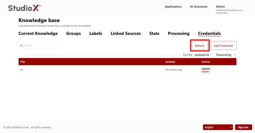 Refresh functionality for updating credential status