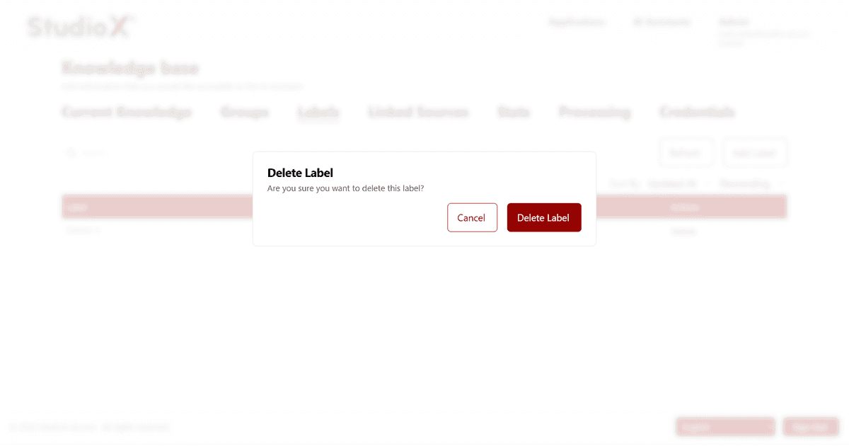 Confirmation dialog when deleting a label