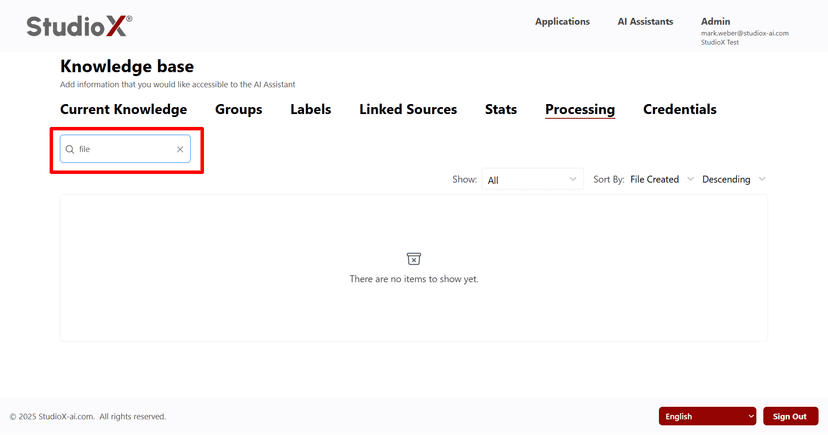 Processing Search Screenshot