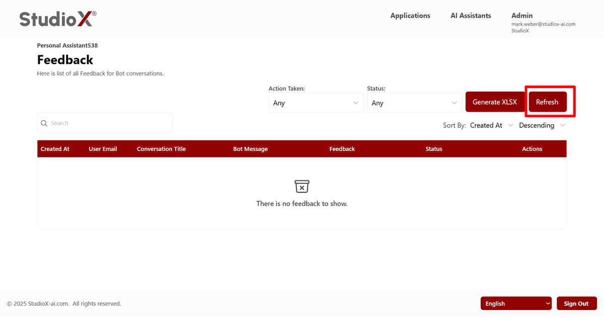 Feedback export and refresh tools