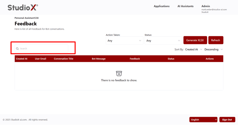 Feedback search functionality