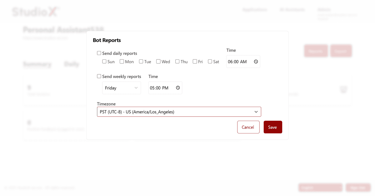 Bot reports export functionality