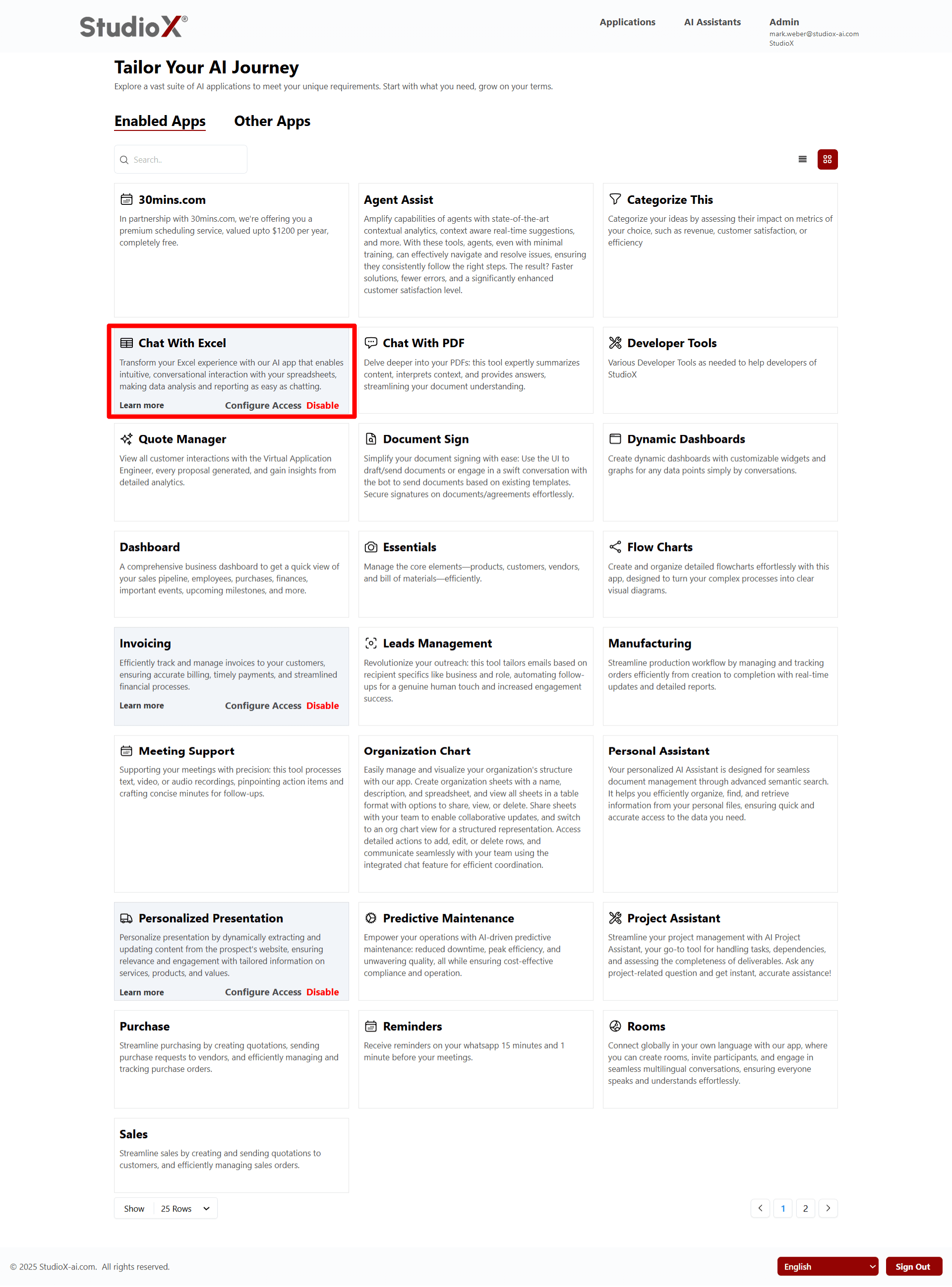 Chat with Excel Interface