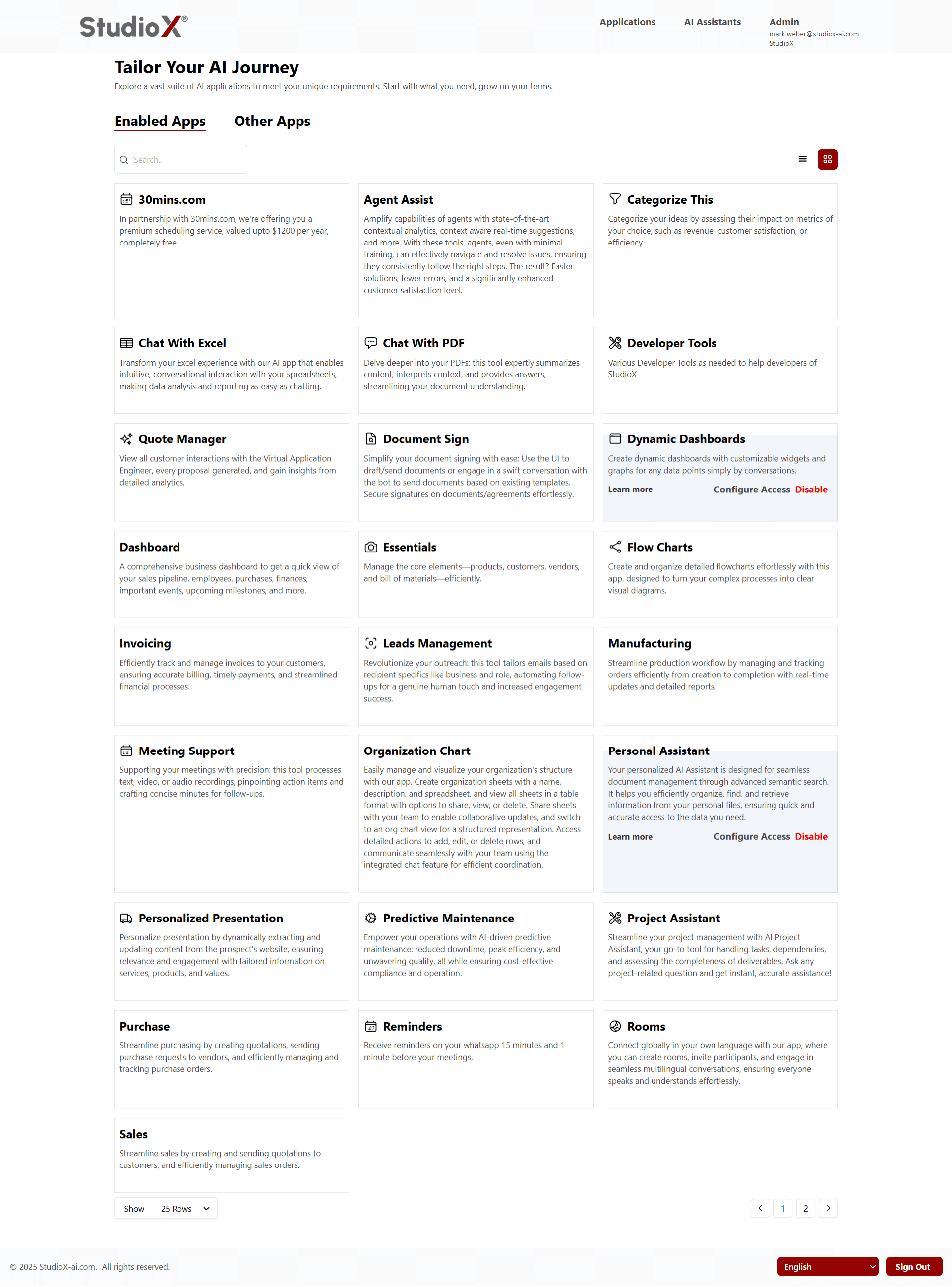 Enabled Apps Overview