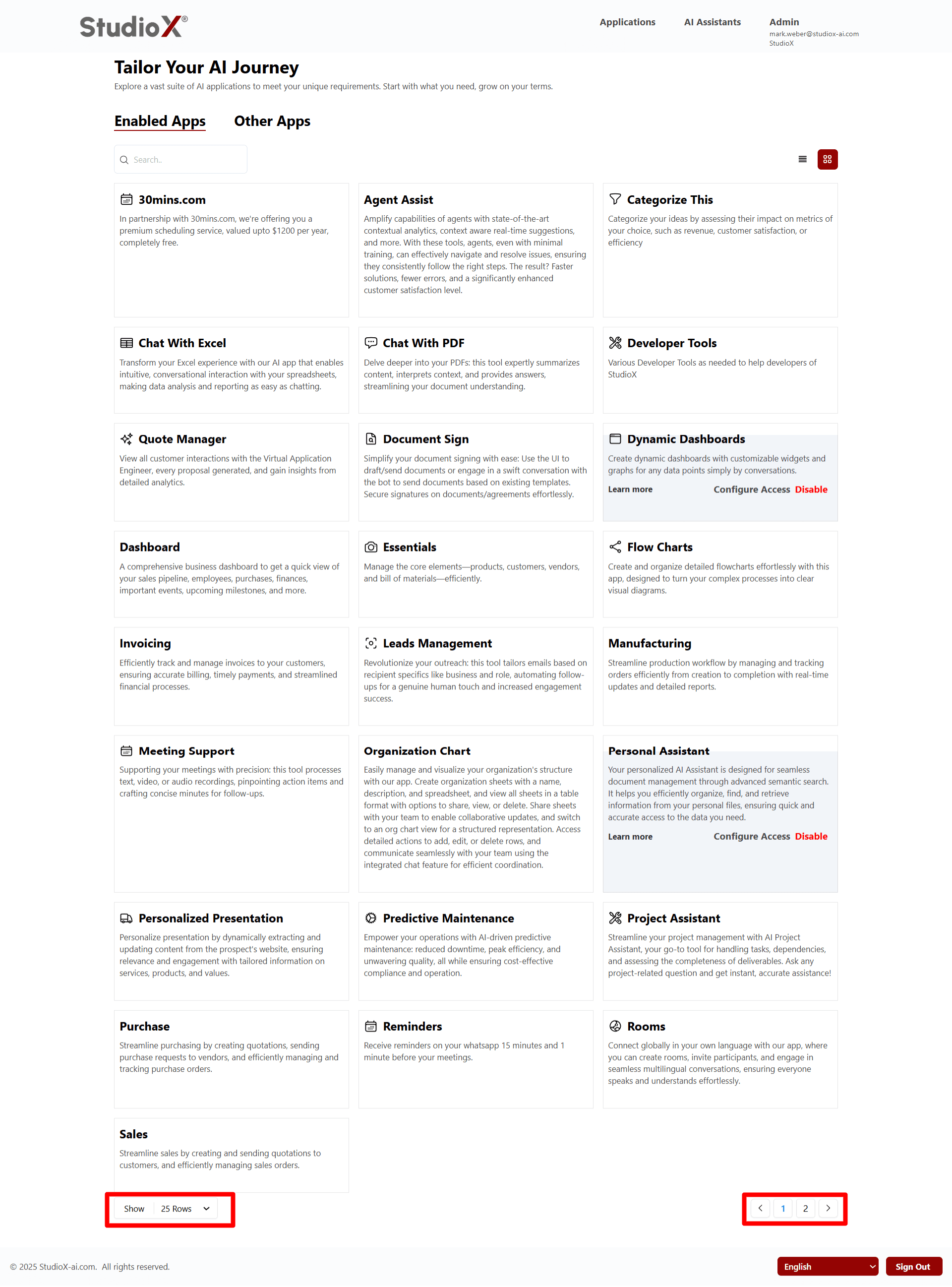 Apps Table Pagination