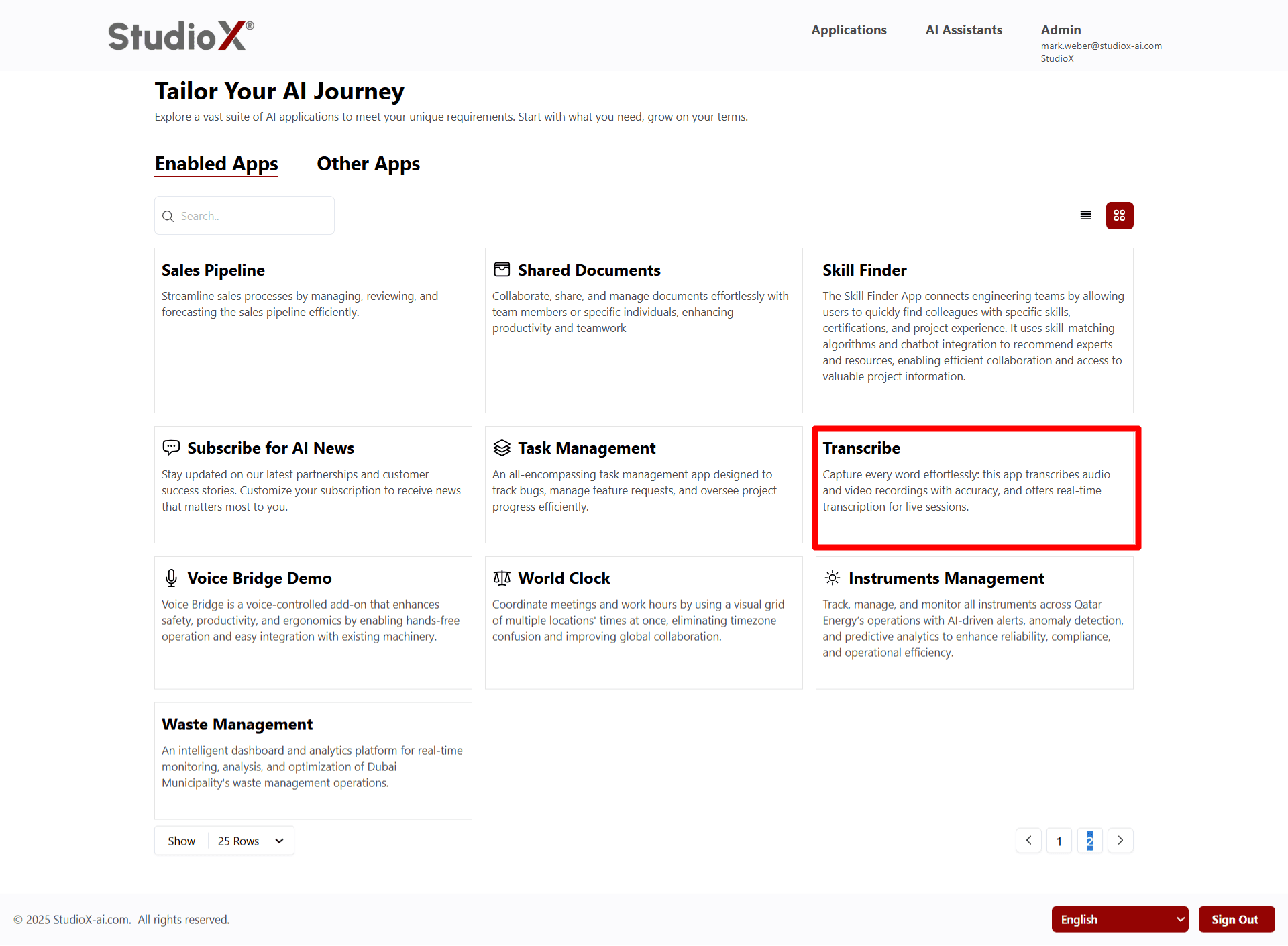 Transcribe Interface
