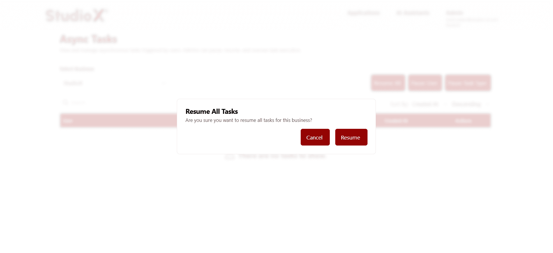 Resume All Confirmation Dialog