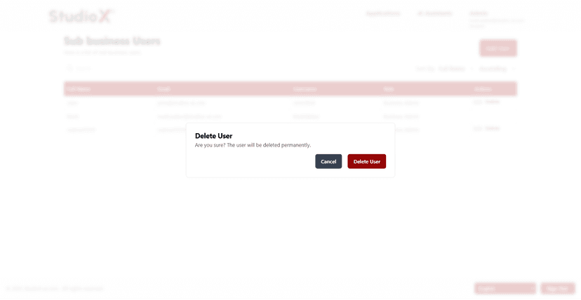 Delete confirmation dialog
