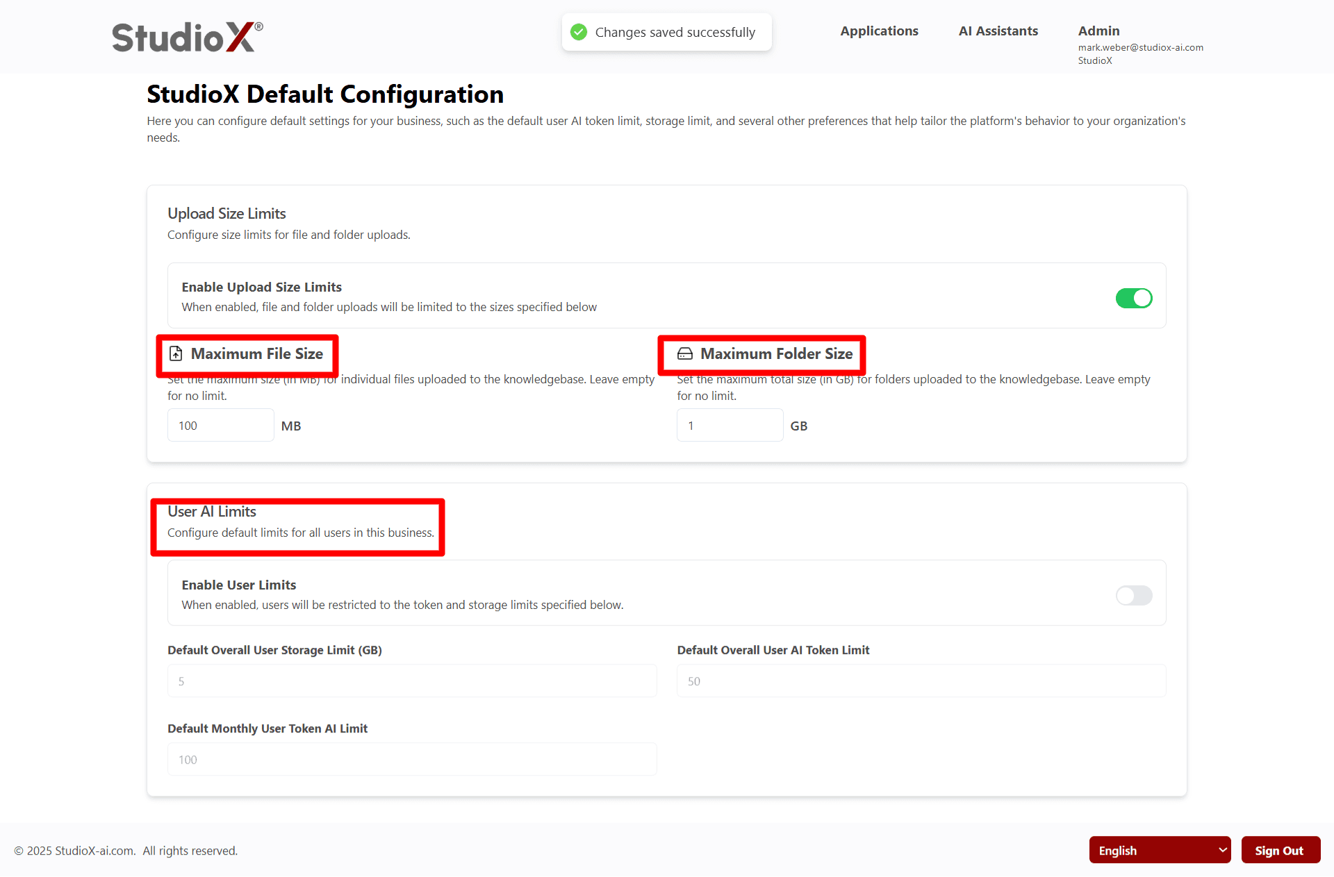Upload Limits Configuration