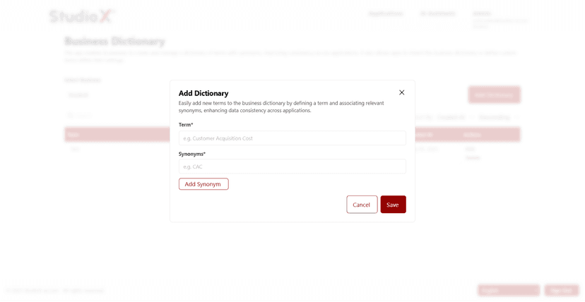 Add Dictionary Dialog