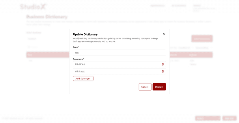Edit Dictionary Dialog
