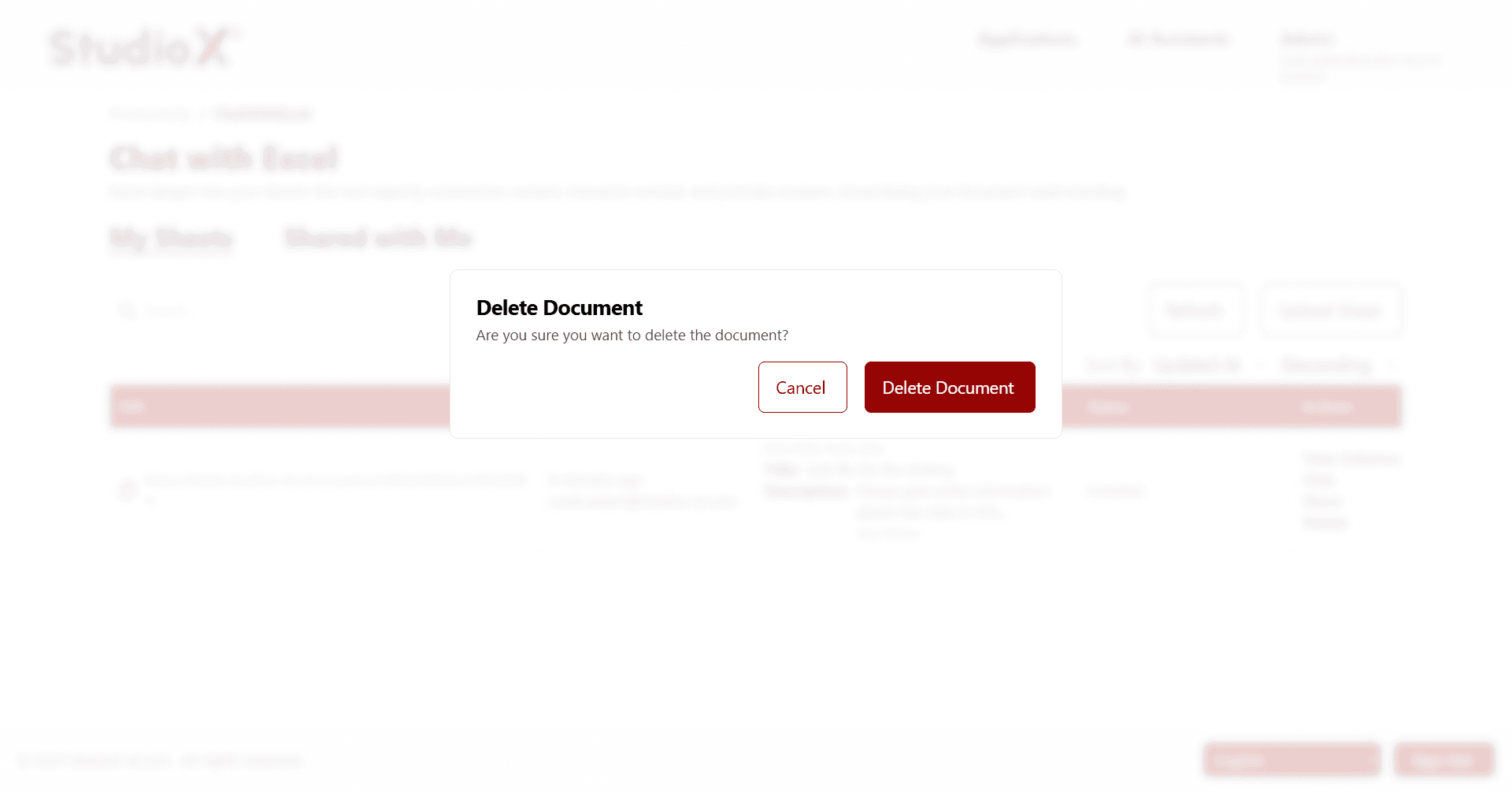 Delete confirmation dialog