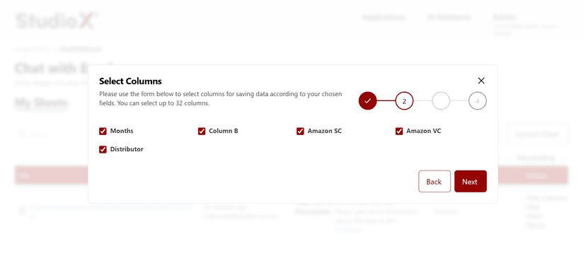 Select columns dialog