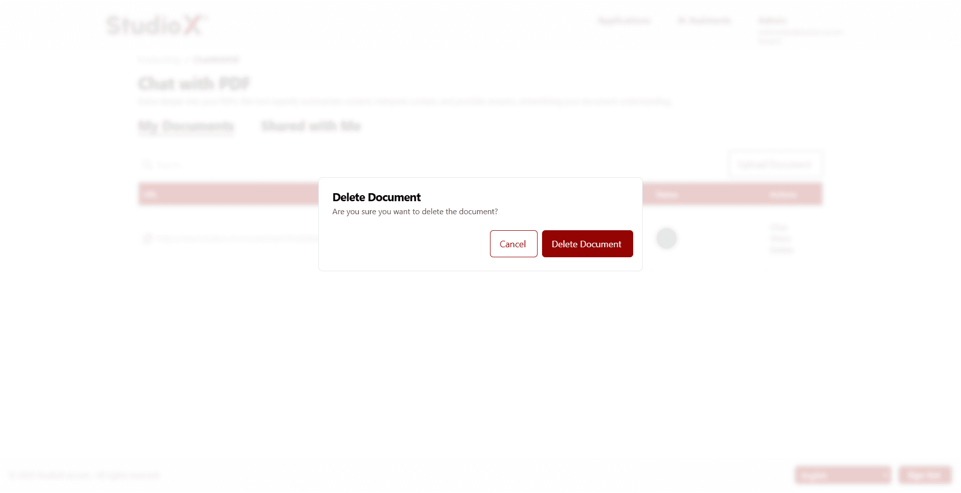 Delete confirmation dialog
