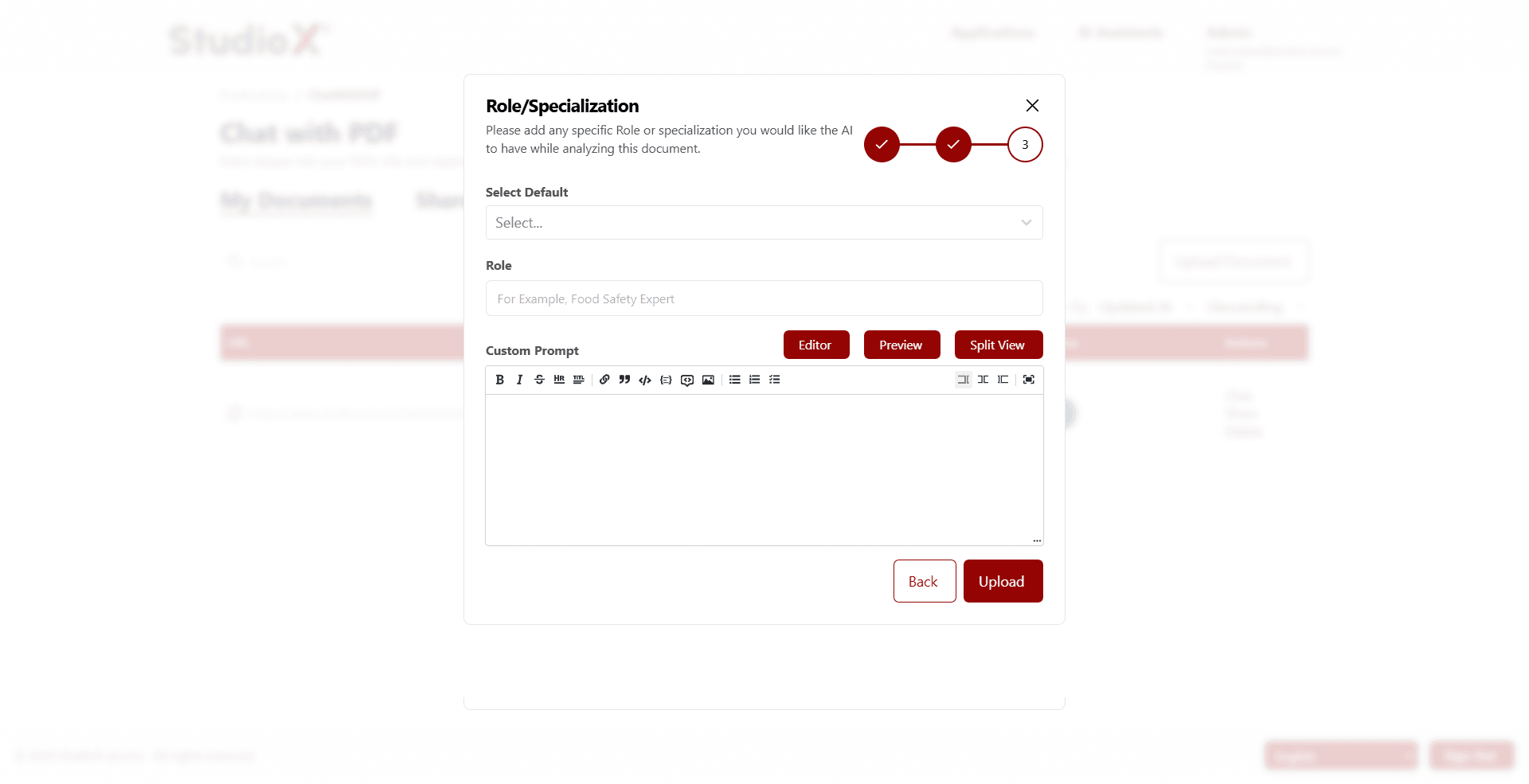 AI role assignment dialog