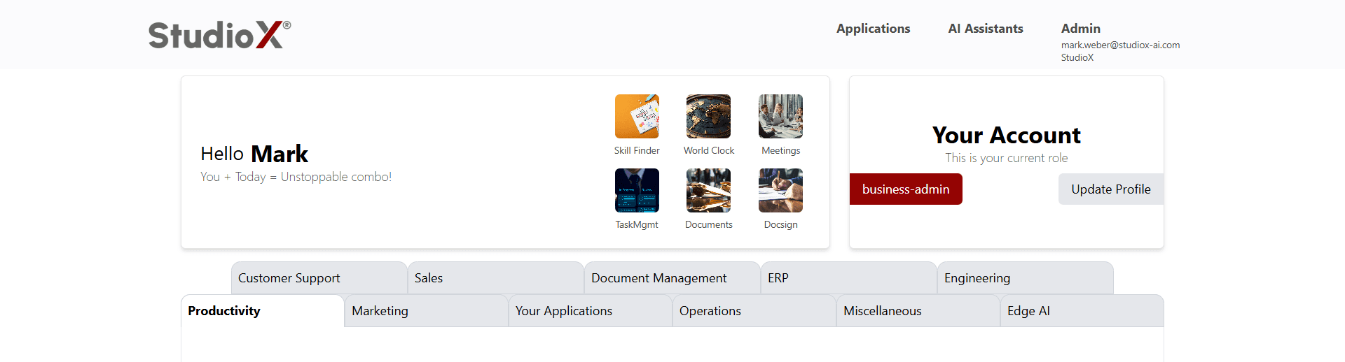 Application category tabs