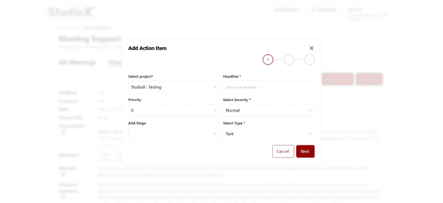 Add action item step 1