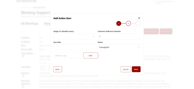 Add action item step 2