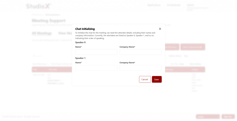Chat initialization dialog