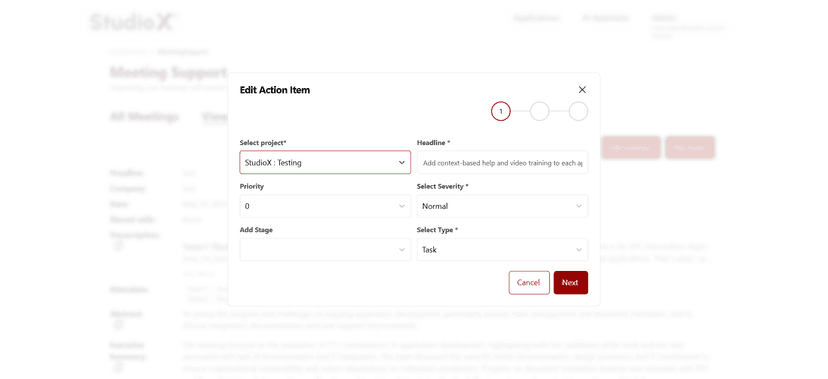 Edit action item button