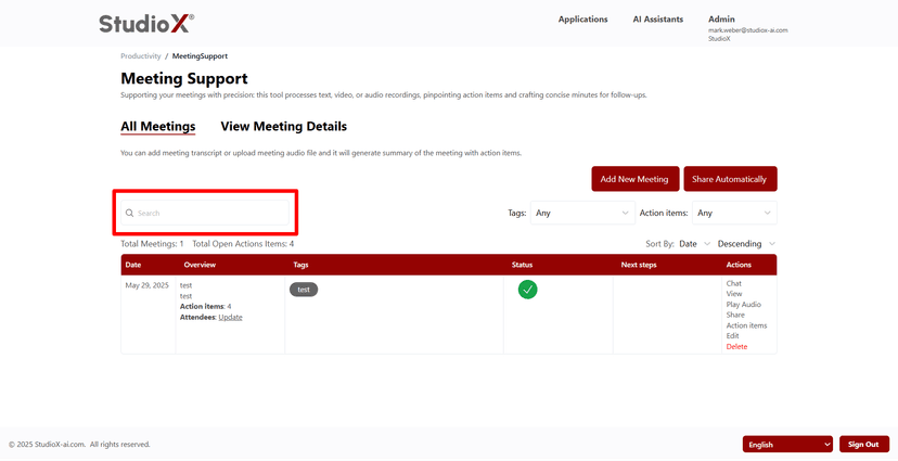 Search functionality