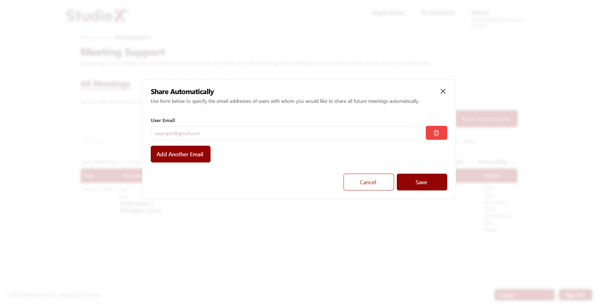 Share automatically dialog