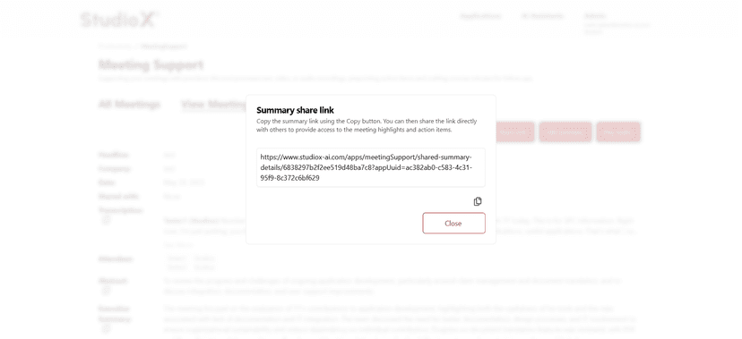 Share link interface