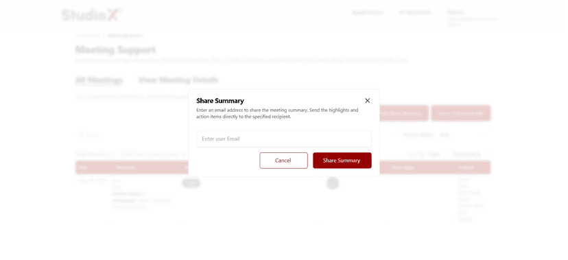 Share summary dialog