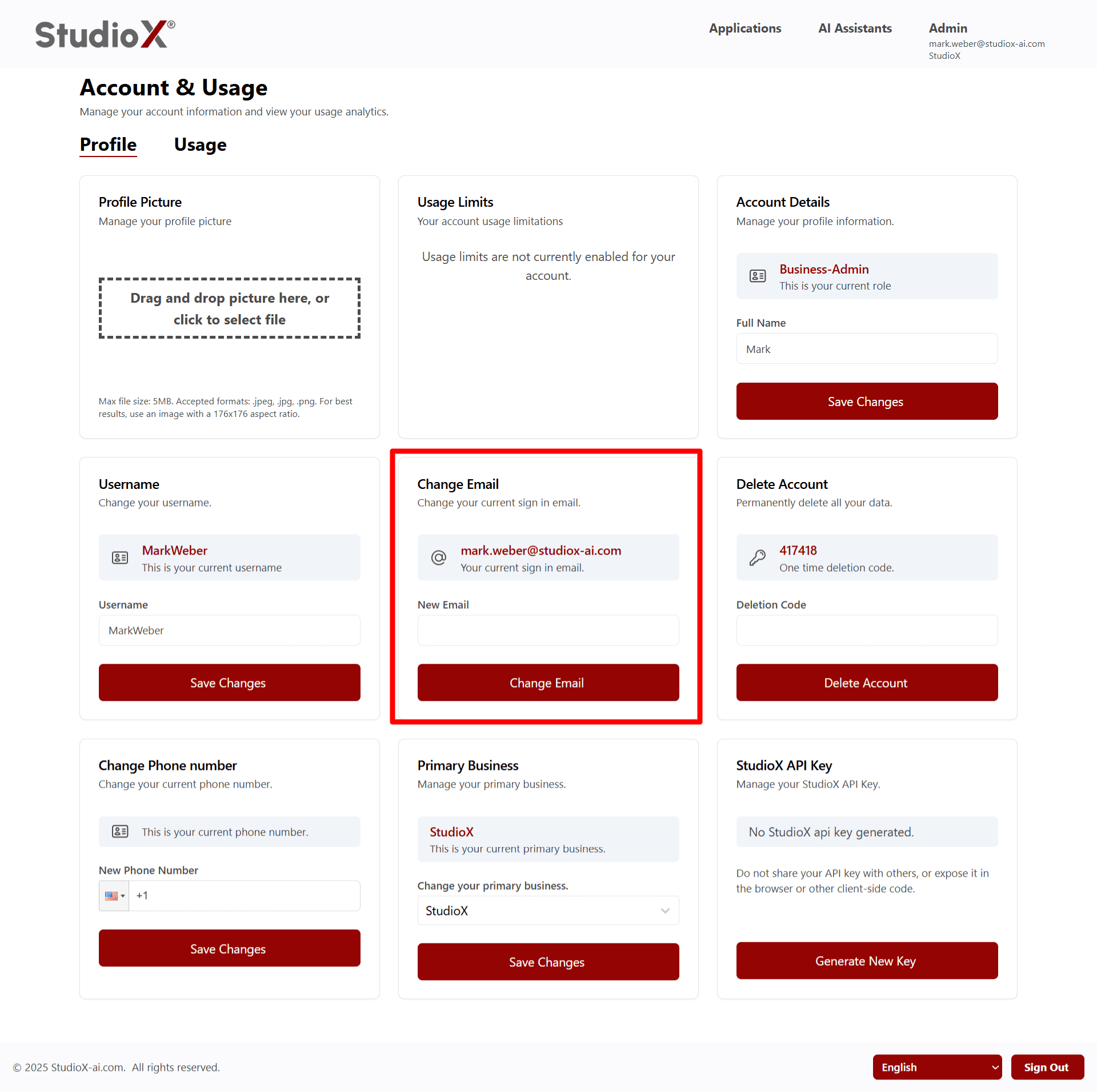Email management section