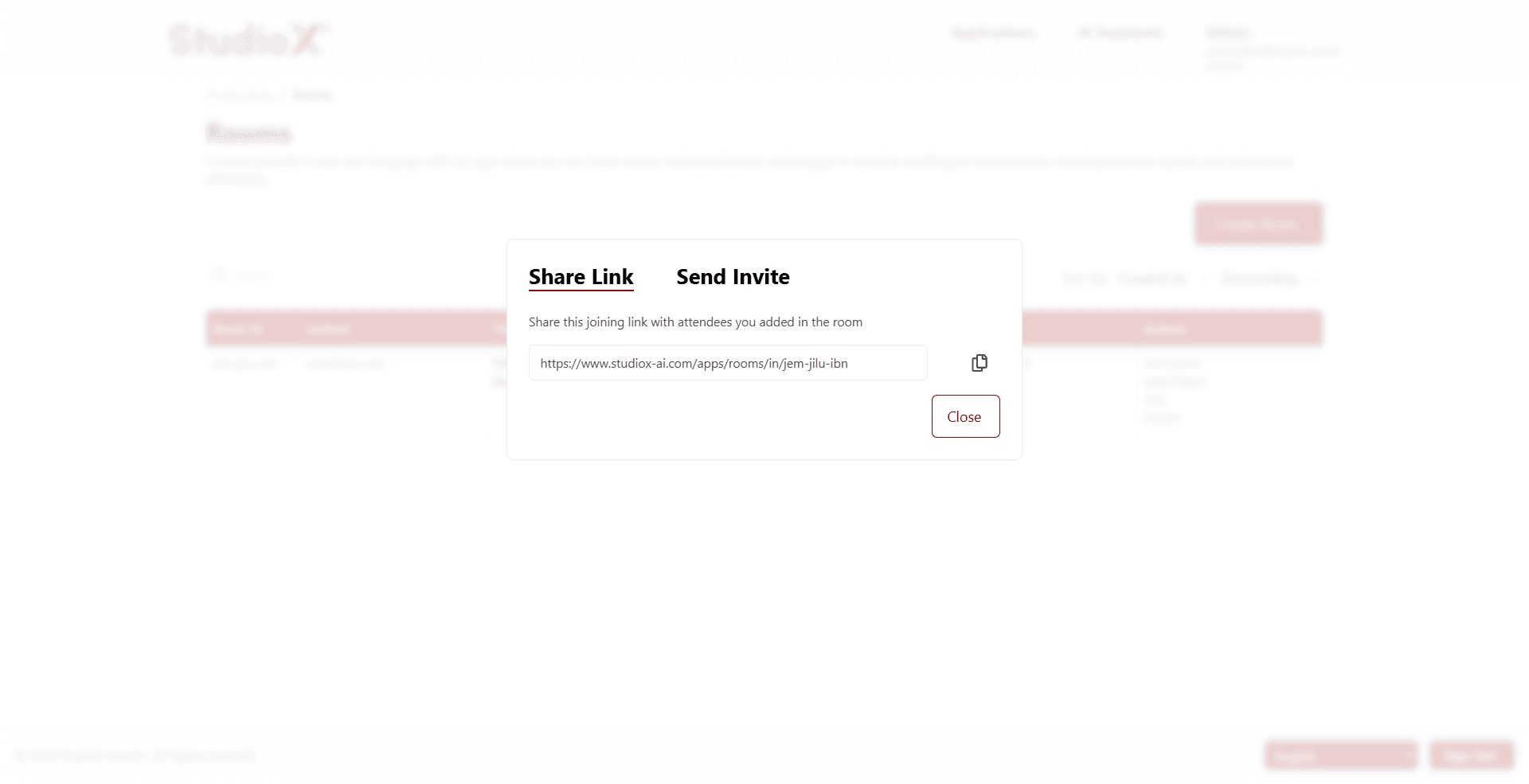 Share link interface