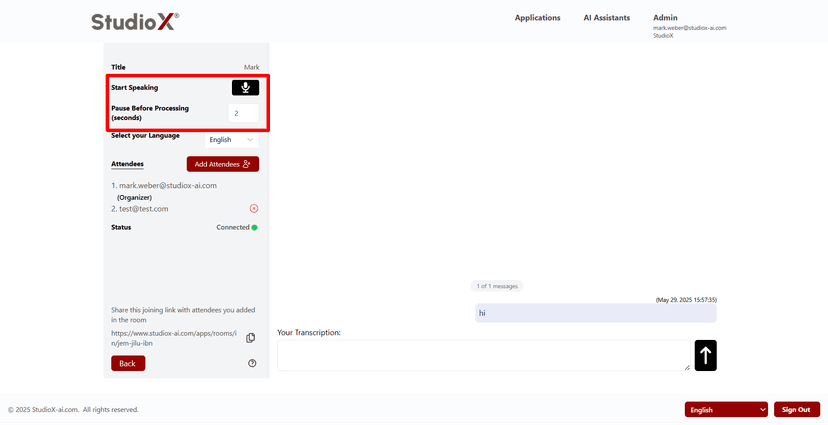 Voice transcription interface