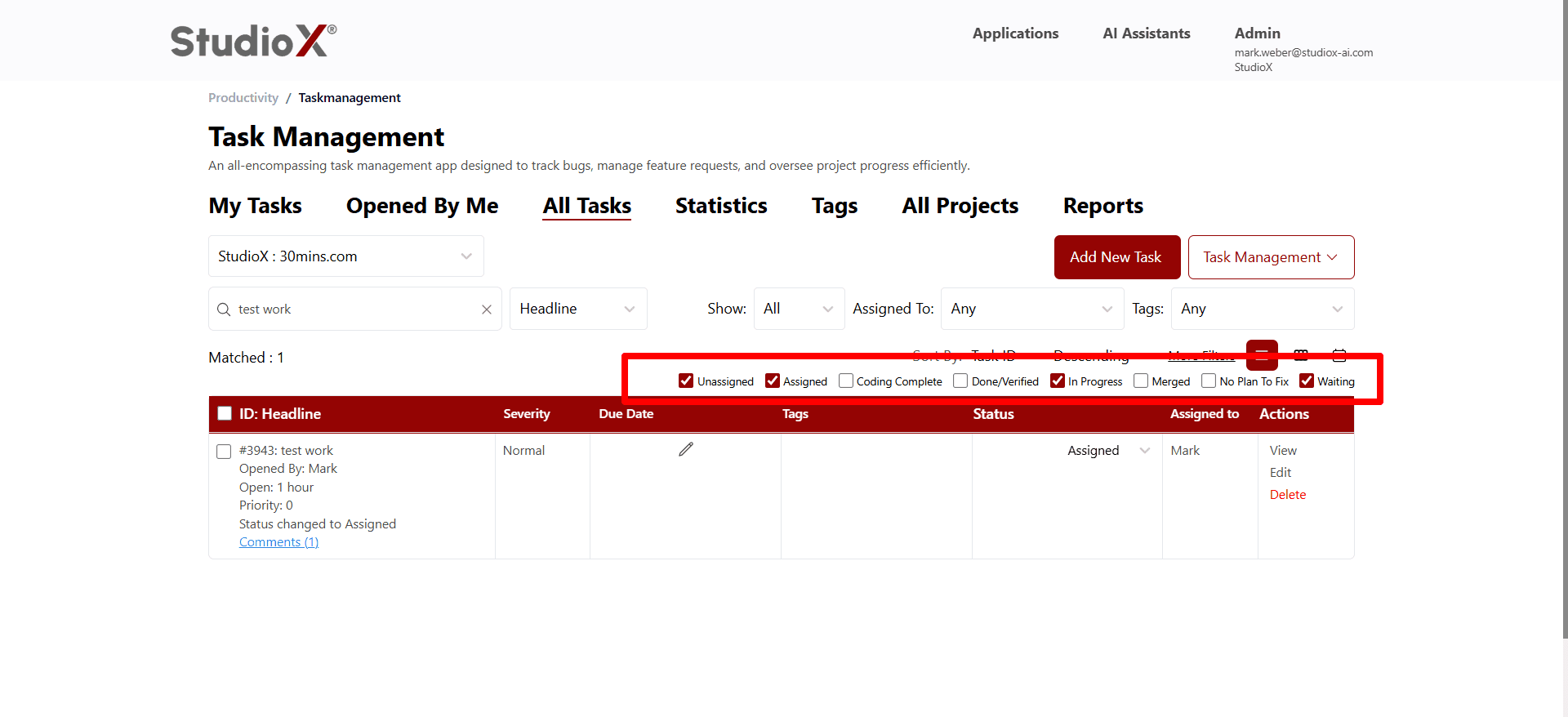 All Tasks view screenshot
