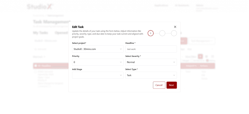 Edit task form screenshot