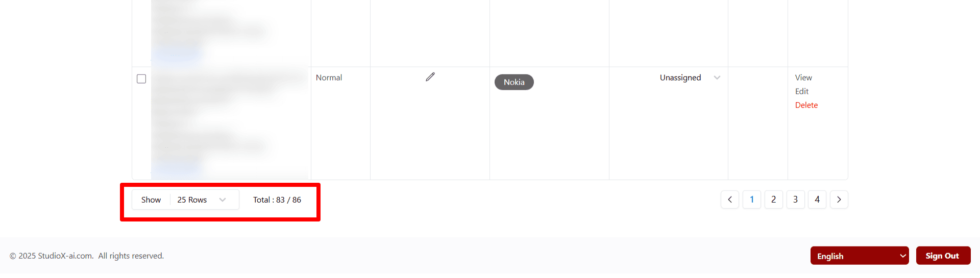 Pagination controls screenshot