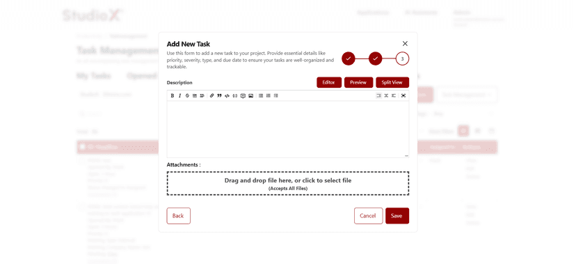Task creation form step 3 screenshot