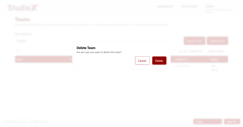 Delete confirmation dialog