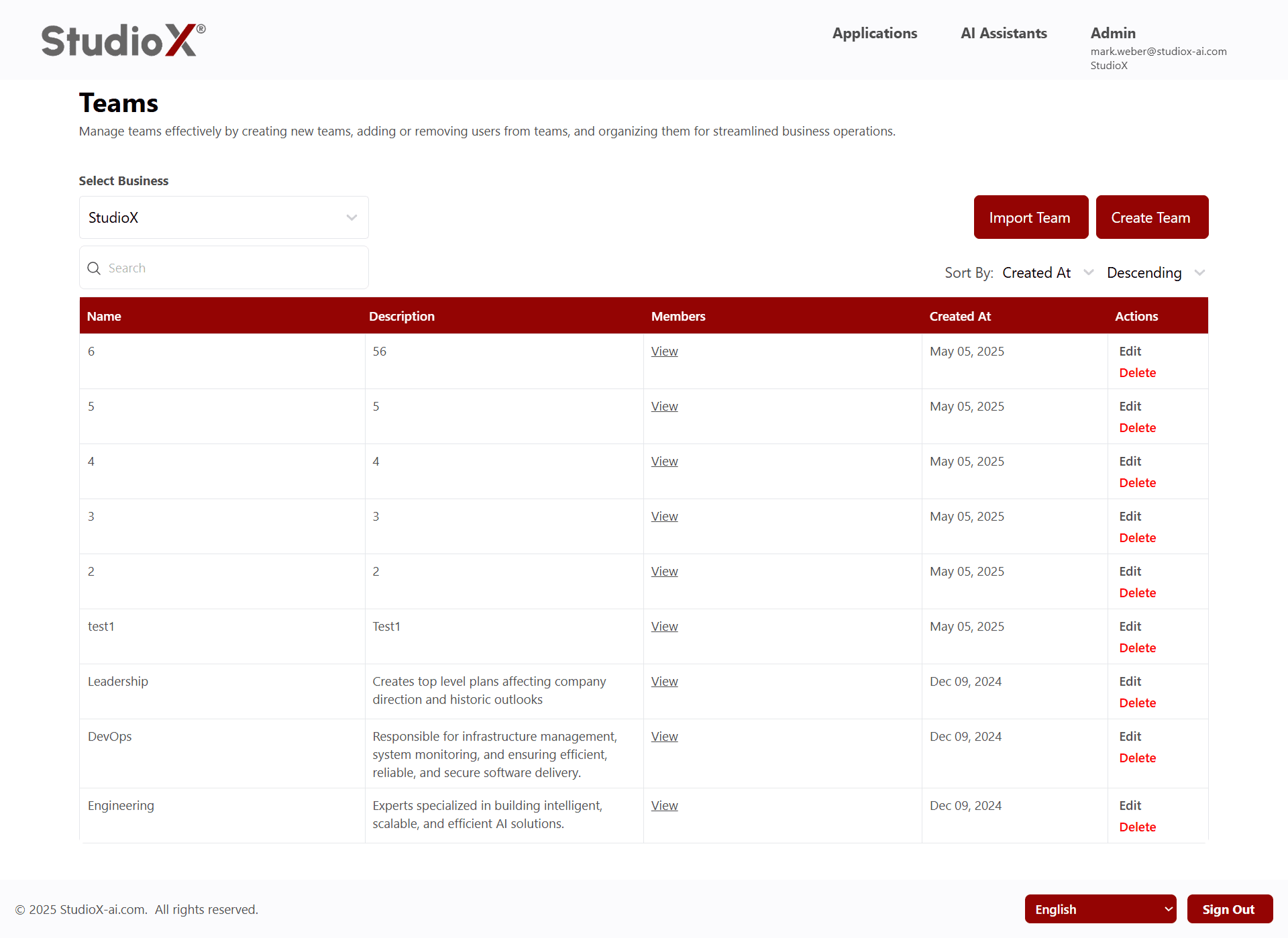 Teams Management Overview