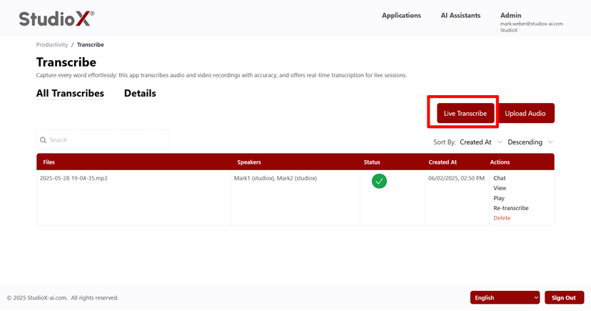 Live Transcribe Button Location