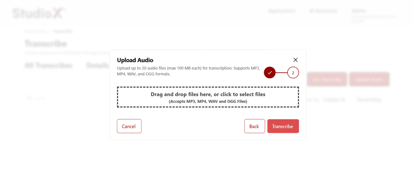 Audio Upload Dialog