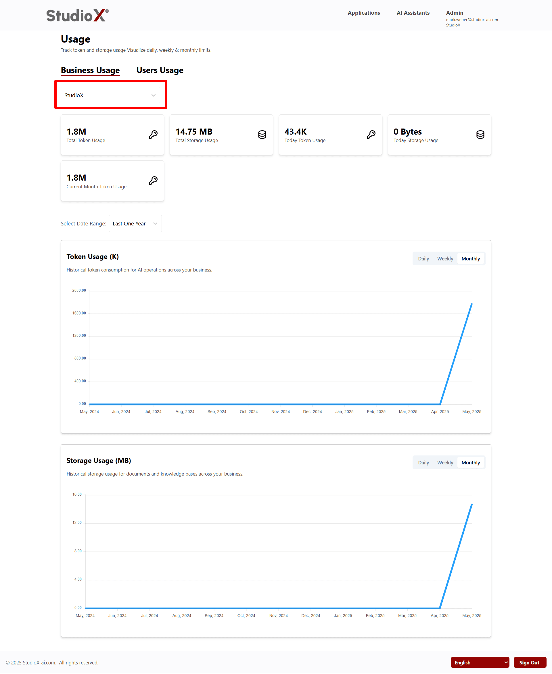 Business switching interface