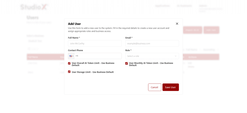 Add single user form