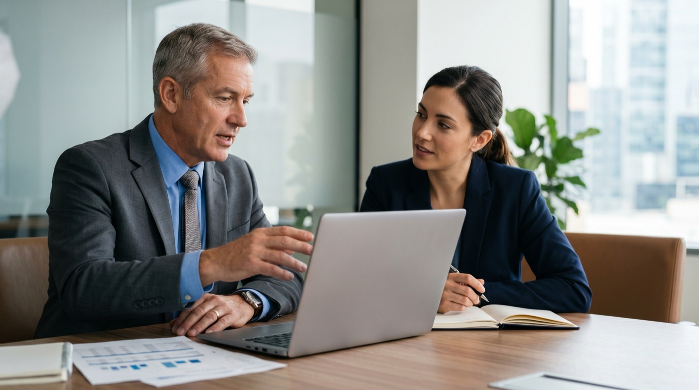 A StudioX consultant working through AI strategy with a client